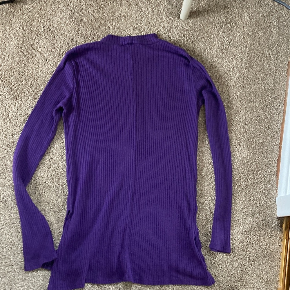 Arizona Jean Company Women's Long Sleeve Ribbed Top - Deep Purple - Picture 3 of 4